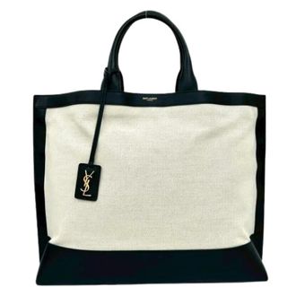 Saint Laurent Pre-owned Tote Bags, female, White, Size: ONE SIZE Pre-owned Canvas Tote Bag