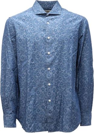 MC2 Saint Barth Blue Denim Overhemd Monoflower Model - Heren - Casual Overhemden - Blauw - L - Denim - Overhemden