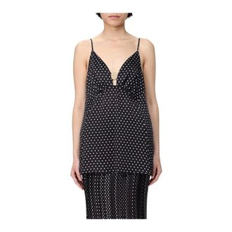 Simona Corsellini Sleeveless Tops, female, Black, Size: M Black V-Neck Sleeveless Top