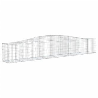 Berkfield Home Decorative Arched Gabion Baskets 4 pcs 400x50x60/80 cm Galvanised Iron in Silver