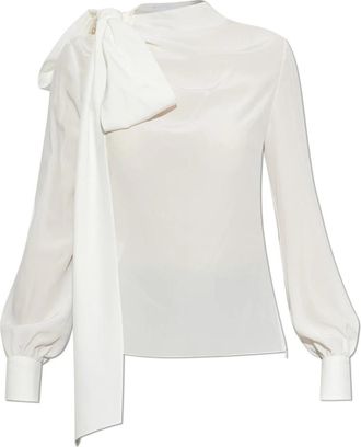 Alexander McQueen Zijden Blouse met Strik - Dames - Blouses - Wit - M - Overhemden