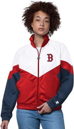 Starter Womens Starter White/Red Boston Red Sox Teamwork Raglan Full-Zip Track Jacket at Nordstrom, Size X-Large