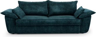 Sia Home Sof&aacute; cama 3 plazas terciopelo azul pavo 230 cm