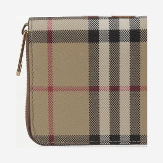 Burberry Check Pattern Wallet - Beige