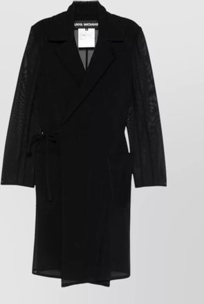 Junya Watanabe wrap jacket mesh panels notched lapels pockets