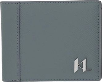 Karl Lagerfeld K/Monogram Portemonnee van Leer - Heren - Portefeuilles - Grijs - ONE Size - Leer - Accessoires