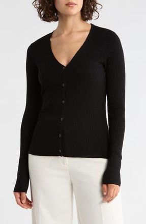 Max Studio V-Neck Cardigan V-Neck Cardigan in Black at Nordstrom Rack, Size X-Large