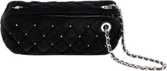 Chanel Pre-owned Studded Velvet Clutch - Dames - Vintage Schoudertas - Zwart - ONE Size - Leer - Vintage