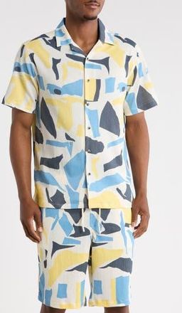 T.R. Premium Abstract Print Camp Shirt in Tofu at Nordstrom Rack, Size Xxx-Large