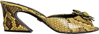 Dolce & Gabbana Yellow Leather Block Heels Slides Womens Shoes