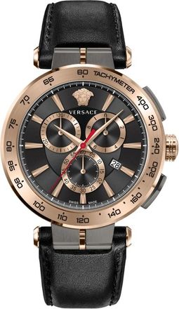 Versace Chronograaf Horloge - Heren - Horloges - Zwart - ONE Size - Leer - Accessoires