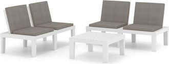 vidaXL Set De Muebles De Jard&iacute;n 3 Piezas Con Cojines Pl&aacute;stico Blanco Vidaxl