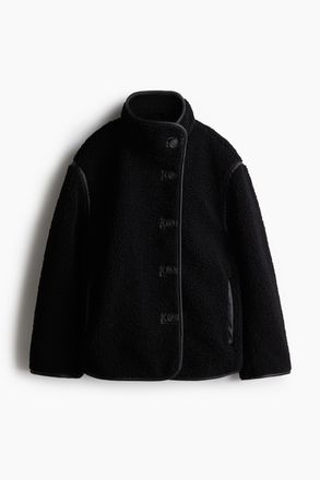 H&M L&auml;ssige Jacke aus Teddyfleece - Schwarz