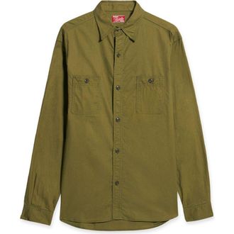 Fortela Otero Cotton Shirt in Green at Nordstrom, Size X-Large
