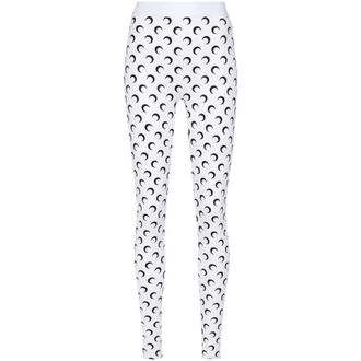 Marine Serre Leggings, female, White, Size: XS Moon Printed Jersey Leggings