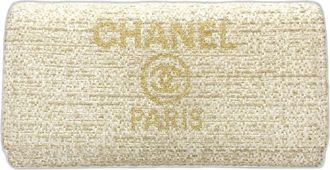 Chanel Off-White Canvas Long Wallet (Bi-Fold) (Pre-Owned)