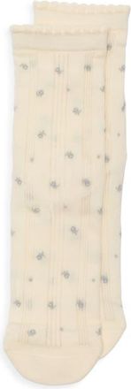 Casa Clara Love Lisa Floral Rib Crew Socks in Cream at Nordstrom