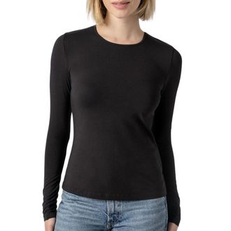 Lilla P Womens Long Sleeve Crew Top In Black