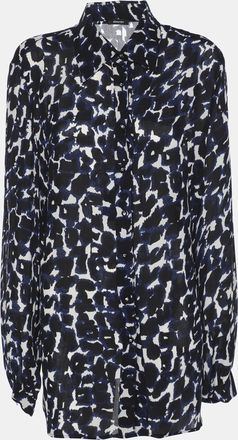 Elena Miro Blue Chiffon Georgette Print Long Sleeve Shirt