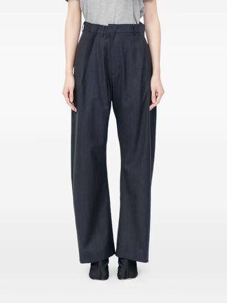 Maison Margiela pinstripe pleated trousers - women - Virgin Wool/Cotton - 40 - Grey