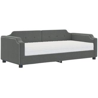 vidaXL Sof&aacute; Cama Con Colch&oacute;n Tela Gris Oscuro 90x190 Cm Vidaxl