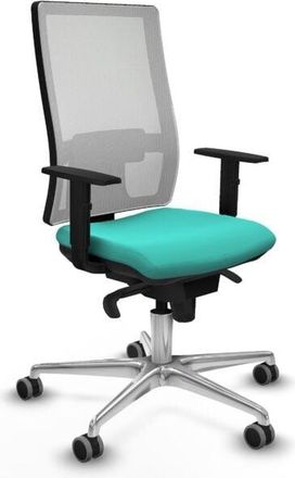 Piqueras y Crespo Piqueras Y Crespo - Horna sincro malla blanca similpiel turquesa brazos 1D base aluminio ruedas 65mm engomadas