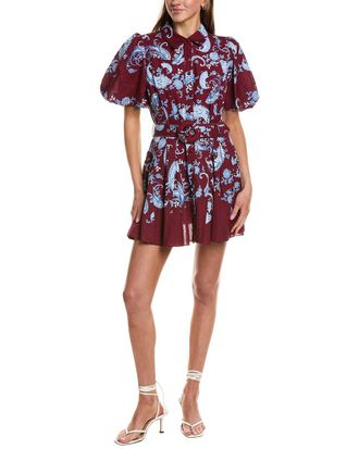 Hemant & Nandita Collared Linen-Blend Mini Shirtdress