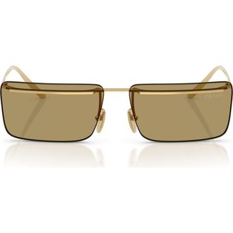 Prada 60mm Rectangular Sunglasses in Gold /Green Olive at Nordstrom