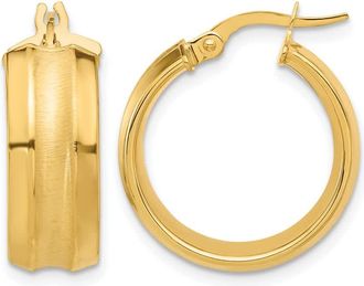 Diamond2Deal 14K Yellow Gold Polished and Brushed Hoop Earrings