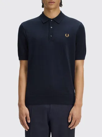 Fred Perry Polo in maglia di cotone con tre bottoni e logo ricamato