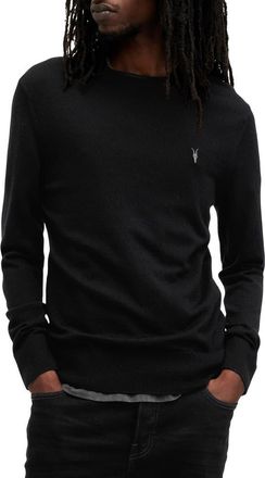 AllSaints Mode Merino Wool Crewneck Sweater in Black at Nordstrom, Size Xx-Large