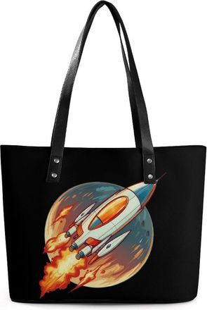 Generic Spaceship Tote Bags for Women Cute Shoulder Purses Handbags