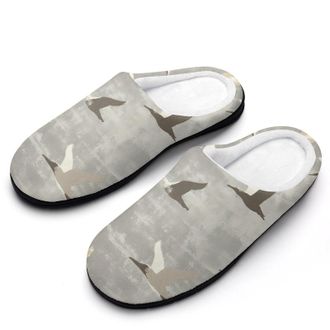 Generic Vintage Flying Birds Mens Slippers Slip On Comfortable Fleece Cotton House Shoes Winter