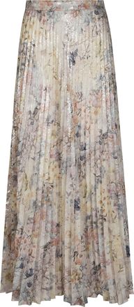 Golden Goose Pleated Floral Print Midi Skirt