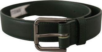 Dolce & Gabbana Groene Leren Logo Metaal Taillegesp Riem
