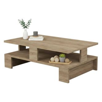 Dmora Mesa De Caf&eacute; Eridanus, Mesa De Centro Baja, Revistero Para Sof&aacute;, Estante De La Sala De Estar, 80x50h28 Cm, Roble, Con Embalaje Reforzado - Dmora