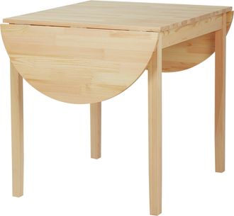 HOMCOM Foldable Dining Table - Solid Wood Drop Leaf Table - Natural | TJ Hughes