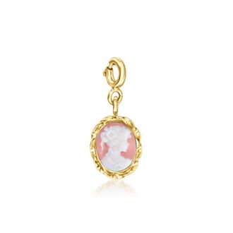 Ross-Simons Italian Pink Porcelain Cameo Charm in 18kt Gold Over Sterling