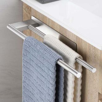 OEM Toallero De Ba&ntilde;o Sin Taladrar, Toallero Con Doble Adhesivo, Soporte De Pared De Acero Inoxidable Para Ba&ntilde;o Y Cocina, Color Plata Cepillada
