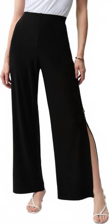 Joseph Ribkoff Pull On Side Slit Wide Leg Pants In Black