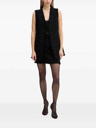 BOSS Vokila ruffled mini skirt - women - Cotton/Recycled Cotton/Polyamide/Polyester/Polyacrylic/Wool/Other fibres/Polyester/Viscose - 40 - Black