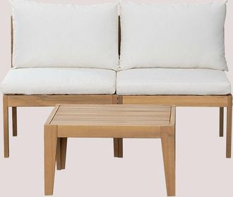 Sklum Sklum - Conjunto Jard&iacute;n Con Sof&aacute; Modular De 2 Piezas Y Mesa De Centro En Madera De Acacia Filips