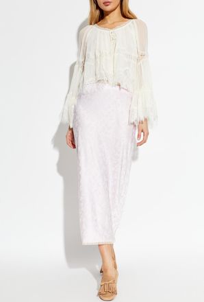 LoveShackFancy Silk Top Darline, Womens, Cream