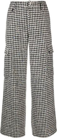 Rotate sparkly houndstooth trousers - women - Polyester/Polyester/Wool - 34 - Black