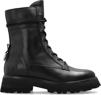 Michael Kors Caleb Enkellaarsjes - Dames - Veterlaarzen - Zwart - 42 EU - Leer - Schoenen