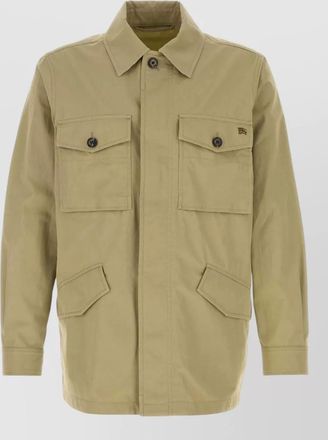 Burberry bradmore cotton overcoat buttoned cuffs collar