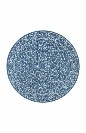 Jonathan Y Designs Charleston Vintage Filigree Textured Weave Indoor/Outdoor Round Area Rug in Navy/gray at Nordstrom, Size 5Ft 0In X 5Ft 0In