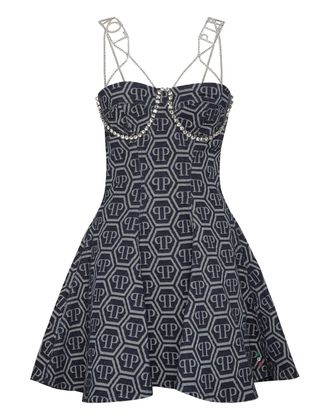 Philipp Plein Denim Jurk Monogram