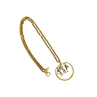 Chanel Gold Plated Letter Charms Pendant Necklace