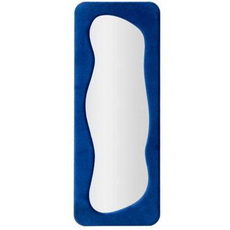 Dmora Specchio Casciago, Specchiera, Articolo darredo a muro, Decorazione con specchio, 40x4 h160 cm, Blu - Dmora